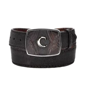 Cuadra Men's Black Stingray Laser Leather Belt BC350