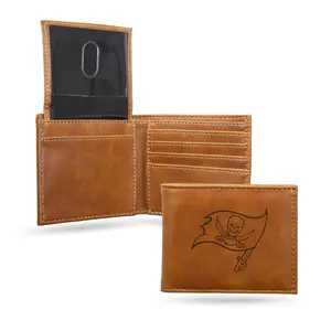 Rico  NFL Tampa Bay Buccaneers Laser Engraved Brown Billfold Wallet