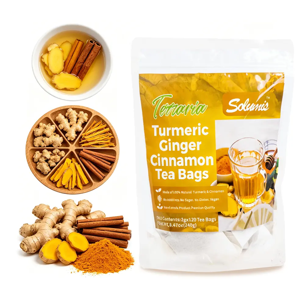 Turmeric Ginger Cinnamon Tea - 100% handmade,Eco-conscious Bags|No Sugar,No Caffeine,No Gluten,Vegan Remedy