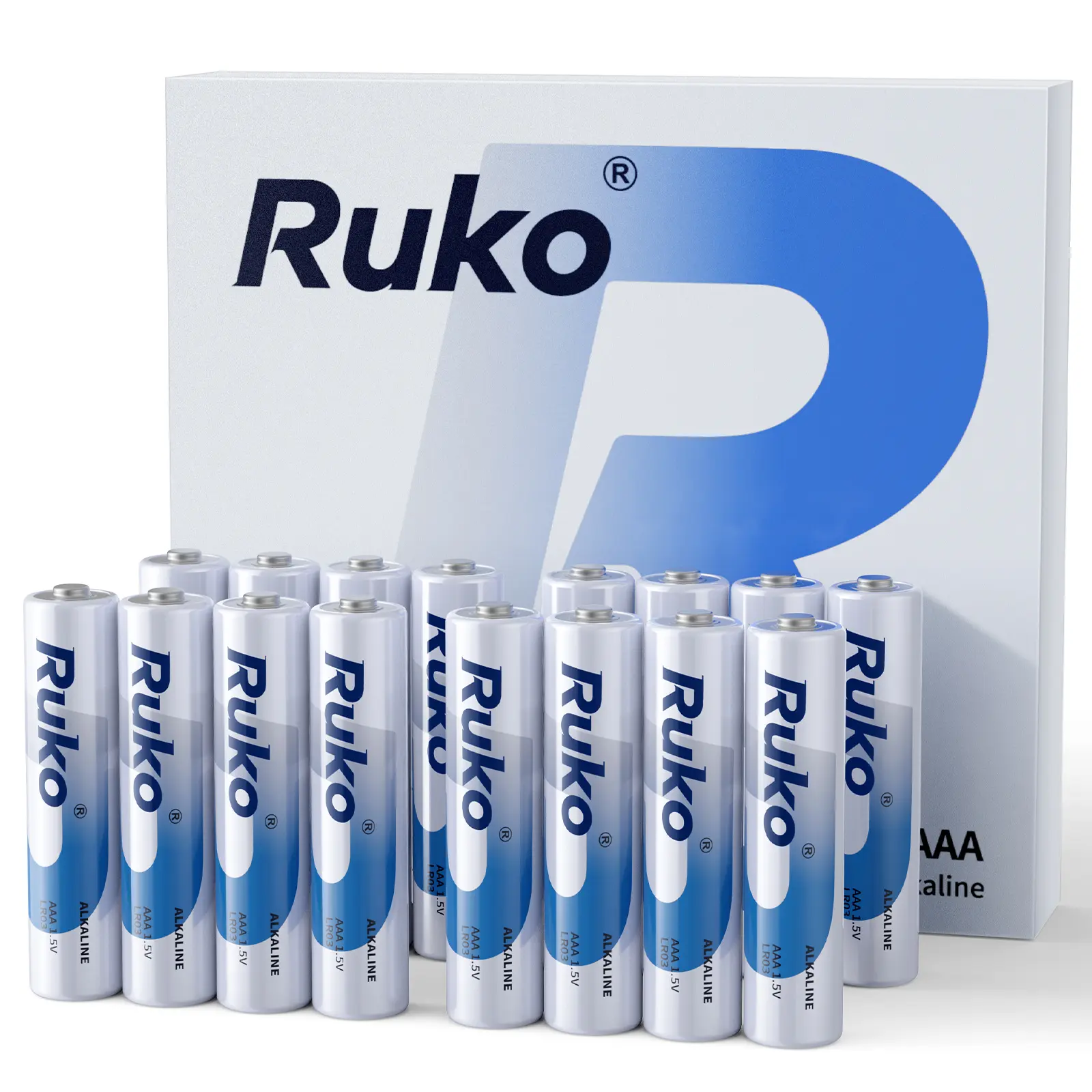 Ruko Standard Size AAA Alkaline Primary (Non-Rechargeable) Cells 16-Pack, 1.5V High-Power Power Source, 5-Year Shelf Life, Compatible with 1701 RC Toys & Everyday Devices Remote Controls, Batteries, Non-Rechargeable Rc Batteries