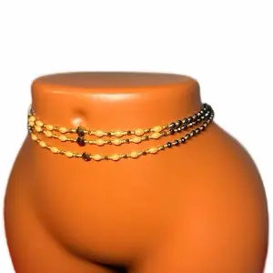 Auntie Ama’s Obsidian Honey Crystal Waist Beads 1 Strand with Golden Accents Elegant Design for Versatile Appeal