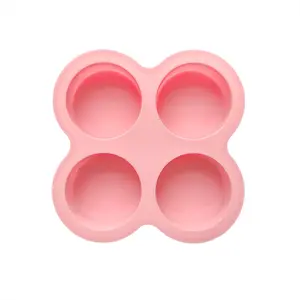 1pc 4-Hole Round Silicone Pancake Mold, Mini Cupcake Muffin Tin, Dessert Chocolate Cookie Making Tool, Baking Accessories