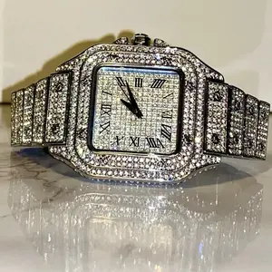 Men's Luxury 18k Gold/White Gold Plated Hip-hop Square Iced-Out Watch