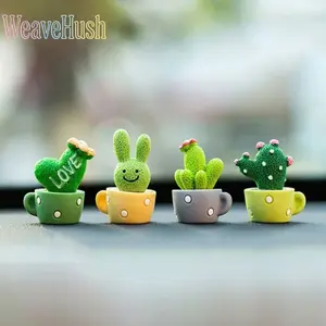 4‑Pack Cute Cactus Resin Decor Set, Viral Unique Charm Car Ornaments & Desk Accessories, Versatile Mini Decor for Home, Office & Vehicle Interior, Stylish Tabletop Accent to Elevate Your Space