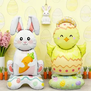 2pc Standing Chicken Balloons + Large Eared Rabbit Shape Balloons, Birthday Party Celebration Decorations, Party Supplies, Easter Holiday Party Atmosphere, Balloon Animals