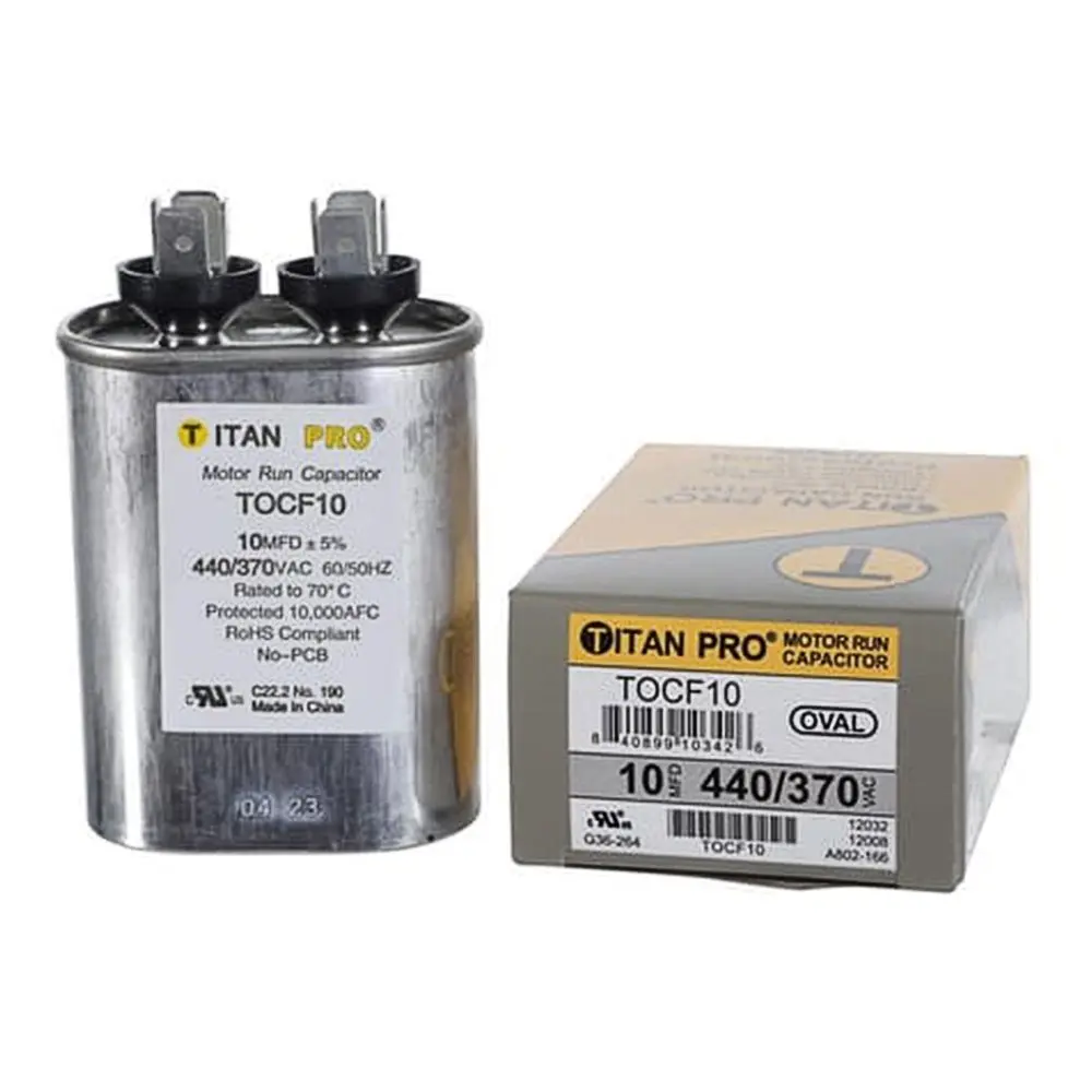 Titan Pro 10 MFD 440V Oval Run Capacitor – High-Performance HVAC Motor Run Capacitor for Air Conditioner, AC Condenser, Fan & Compressor Motors