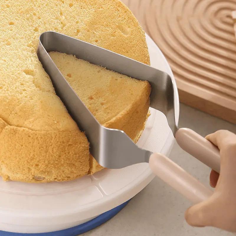 1pc Stainless Steel Cake Server, Metal Cake Slicer, Cake Turner, Food Contact Safe Baking Tool, Modern Simple Design for Home and Hotel Use, Triangle Cake Transfer for Eid Mubarak, Baking Utensils Supplies