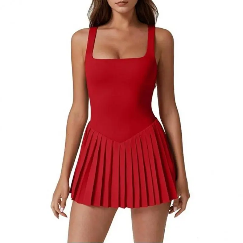 red pleated tennis dress Pleated Hem Tennis Dress in Scuba