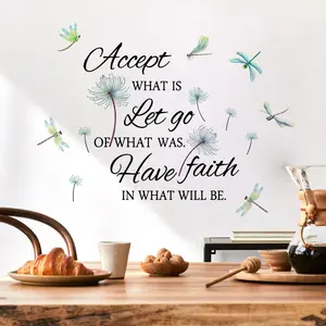 Dandelion & Letter Pattern Wall Sticker, 1 Count Self-adhesive Removable Wall Decal, Decorative Wall Art Stickers for Home Kitchen Bedroom, Floral Pattern Sticker