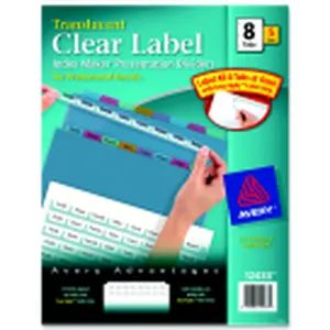 Avery Index Maker Easy Apply Plastic Strip Translucent Label Divider - Multiple Color, Pack of 5