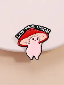 Dark Humor Mushroom Man Cartoon Badge, Creative Mushroom Pin with Fire Slogan, Perfect for Dark Humor Enthusiasts, Accessories
