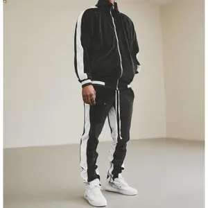 Men’s Two-Piece Velour Tracksuit – Casual Full-Zip Jogging Suit (Jacket & Pants Set)