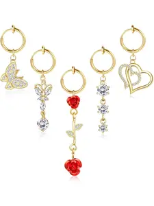 5 Pcs Clip on Belly Button Rings Non Piercing Clip on Navel Rings Faux Belly Button Rings Faux Navel Piercing Fake Belly Button Rings Fake Belly Piercing Jewelry