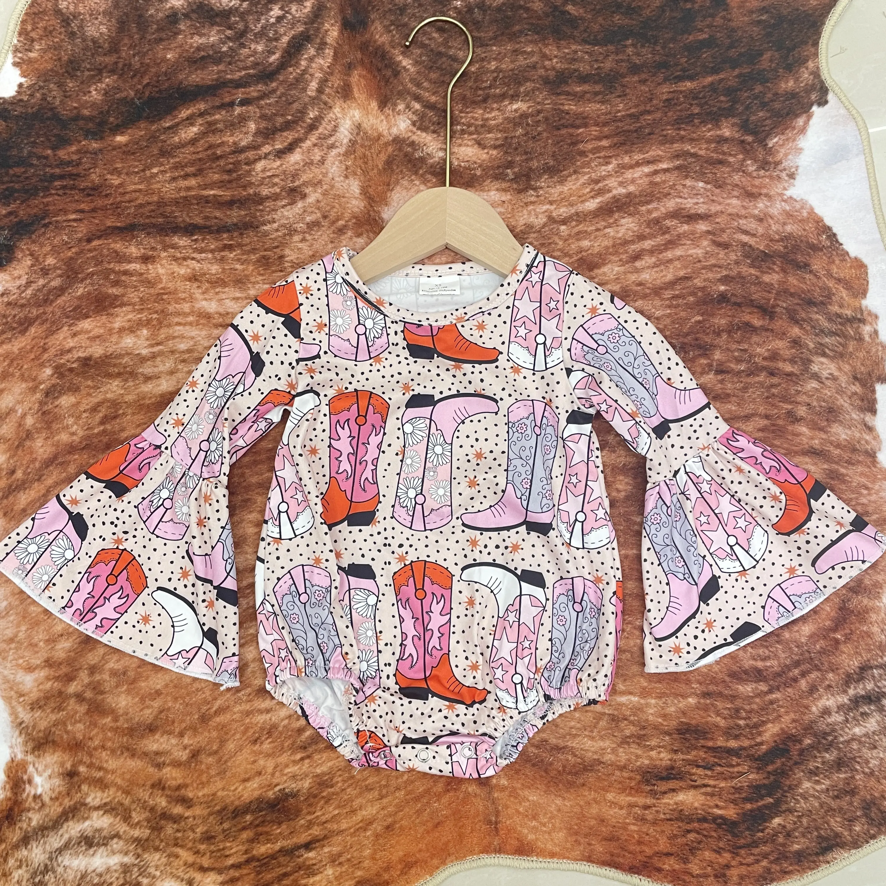 baby girl clothes boots baby western fashion bell sleeve newborn baby clothes bubble romper