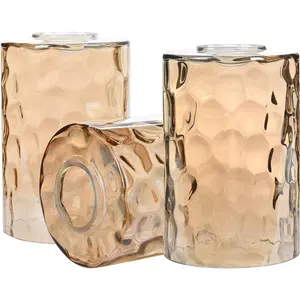 3 Pack  Hammered Glass Lamp Shade Replacement, 1-5/8 Inch Fitter, Water Ripple Cylinder Glass Globe Cover for Light Fixture