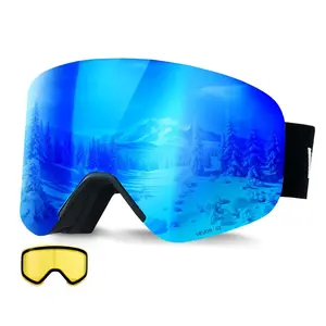 VEVOR Frameless Ski Goggles, Spherical Lens with Pink Revo Coating, OTG Anti fog Snow Goggles for Men Women Youth, TPU Frame Ventilation Structure, Suitable for Skiing, Skating, SnowboardingVEVOR Super Brand Day