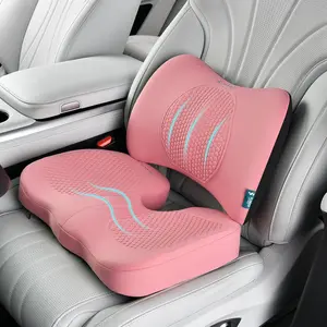 FLORICH Car Seat Cushion and Back Support for Office Chair Memory Foam Chair Cushions Pressure Relief Seat Pads with Gel Massage Point Lumbar Support(Pink/balck/gray)integrated seat cushion seat cushion for driving