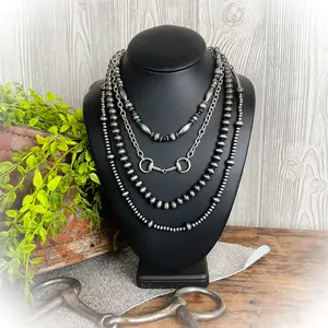 Layered Western Horse Bit Necklace – Faux Navajo Pearls | 4-Layer Statement Necklace Cowgirl Jewelry