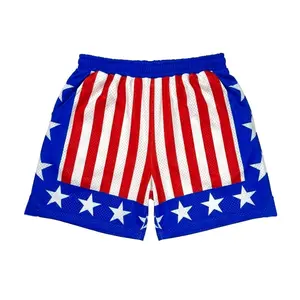 Apollo American 250th Anniversary Mesh Shorts - Patriotic Red White Blue Stars and Stripes Gym Shorts for Men
