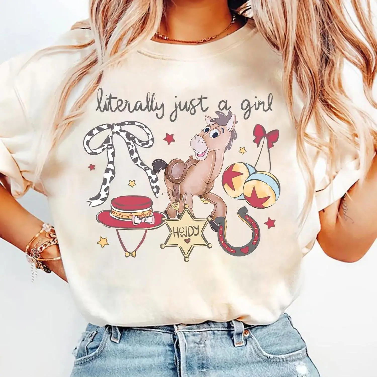 Vintage Retro Coquette Bow Jessie Cowgirl T-shirt, #Toystoryyy shirt, Literally just a girl Tee, WDW girls trip, Women Tee