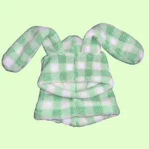 Green gingham oversized hood