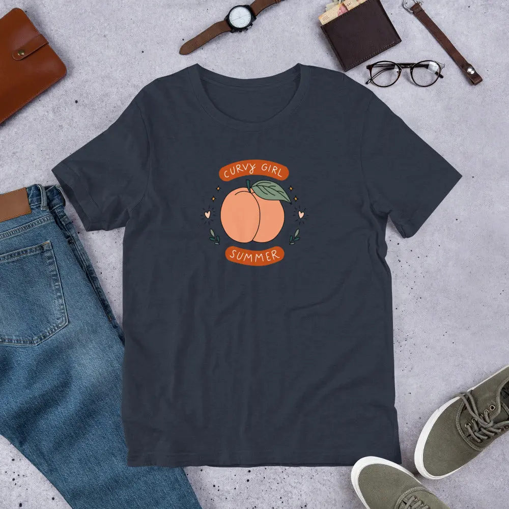 Curvy Girl Summer Unisex T-Shirt | Body-Positive Peach Graphic Tee