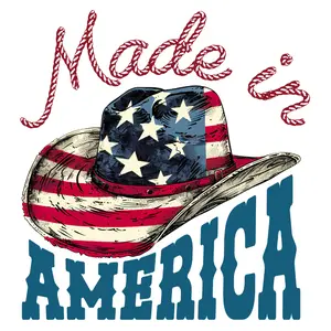 Made In America Cowboy Hat Direct To Film Print, DTF Print, Ready To Press Print For T-Shirts
