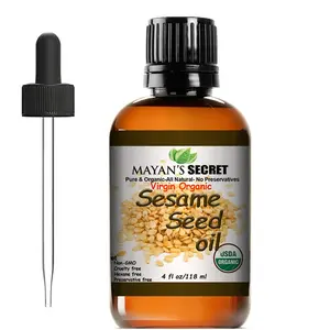Mayan's Secret USDA Certified Virgin Organic Sesame Seed Oil Unrefined 100% Pure Natural For Skin, Body, Face, and Hair Growth Body Care Daily