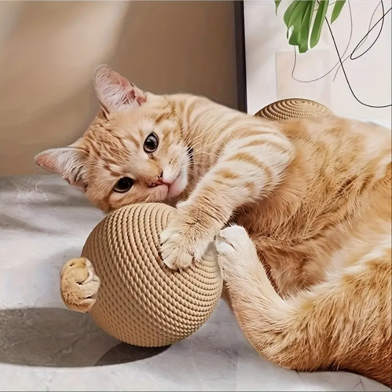 Sisal Balls Cat Toys - Self-Play, Boredom Relief, Teeth Grinding, Durable Chew & Squeaky Cat Supplies