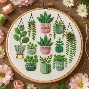Beginner Embroidery Kit, Elegant Plant-Design Cross Stitch Set, Flower Embroidery, Hand-Embroidery DIY Craft Supplies with Cloth, Thread and Needle, Two Styles Available