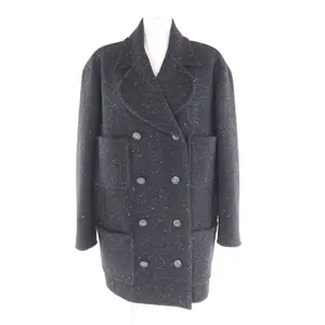 Pre-owned CHANEL Cotton Small Leather Goods Wool Coat