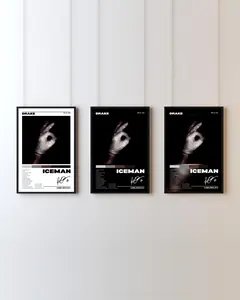 Set Of 3 Drake ICEMAN New Album 2026 Cover Tracklist Wall Art Poster HD Print Unframed Essential 9th Studio Album Decor Cold OVO Hip Hop Trap Music Print Icy Comeback Modern Bedroom