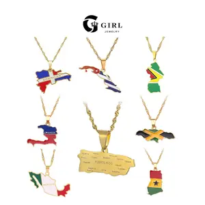 GGIRL World Map Pendant Necklace Teardrop-shaped world map design stylish and perfect for travel enthusiasts Made of stainless steel resistant to fading Versatile and unique fashionable jewelry unisex ideal holiday gift