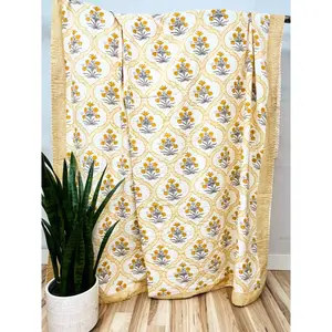 Block Print Cotton Kantha Quilt