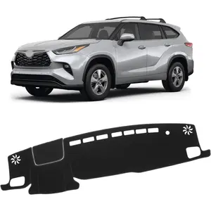 Car Dash Cover for Toyota Highlander 2020-2025 2026 (L, LE, XLE, XSE, Limited, Platinum) (with HUD) Non-Slip Center Console Dashboard Cover No Glare Black(Not Fit for Toyota Grand Highlander)