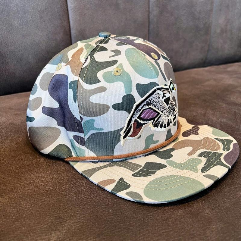 Mallard Duck Rope Camo Snapback Hat - Durable Rope Material, Secure Snapback Closure, Natural Camo Design
