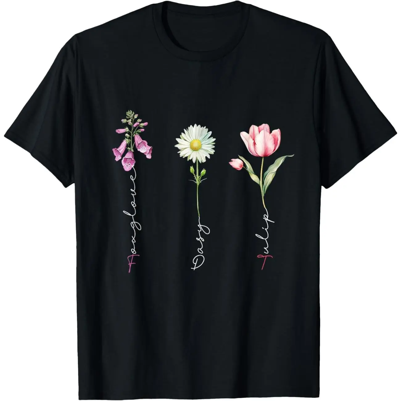 Foxglove Daisy Tulip Floral T-Shirt DQC