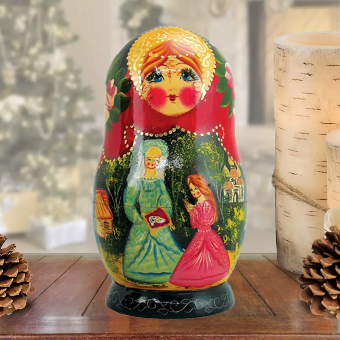 Cinderella Matreshka Nesting Hand-Painted Doll Set of 5 by G. DeBrekht - Christmas Decor - 1300925