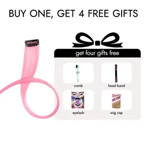 1PC Smoke Pink Hairpieces Colored Hair Extensions Clip in/on for America Girls and Women Wig Pieces Princess Party Highlight (Light Pink)