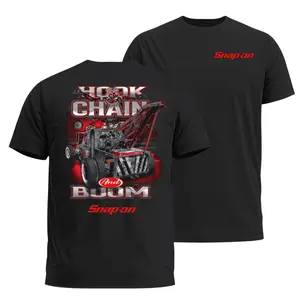 [SNAP ON] Hook Chain Boom Tow Truck T-Shirt, Heavy Duty Wrecker Graphic Tee, Mechanic Workwear Shirt for Men, Gift for Tow Truck Drivers & Garage Crew