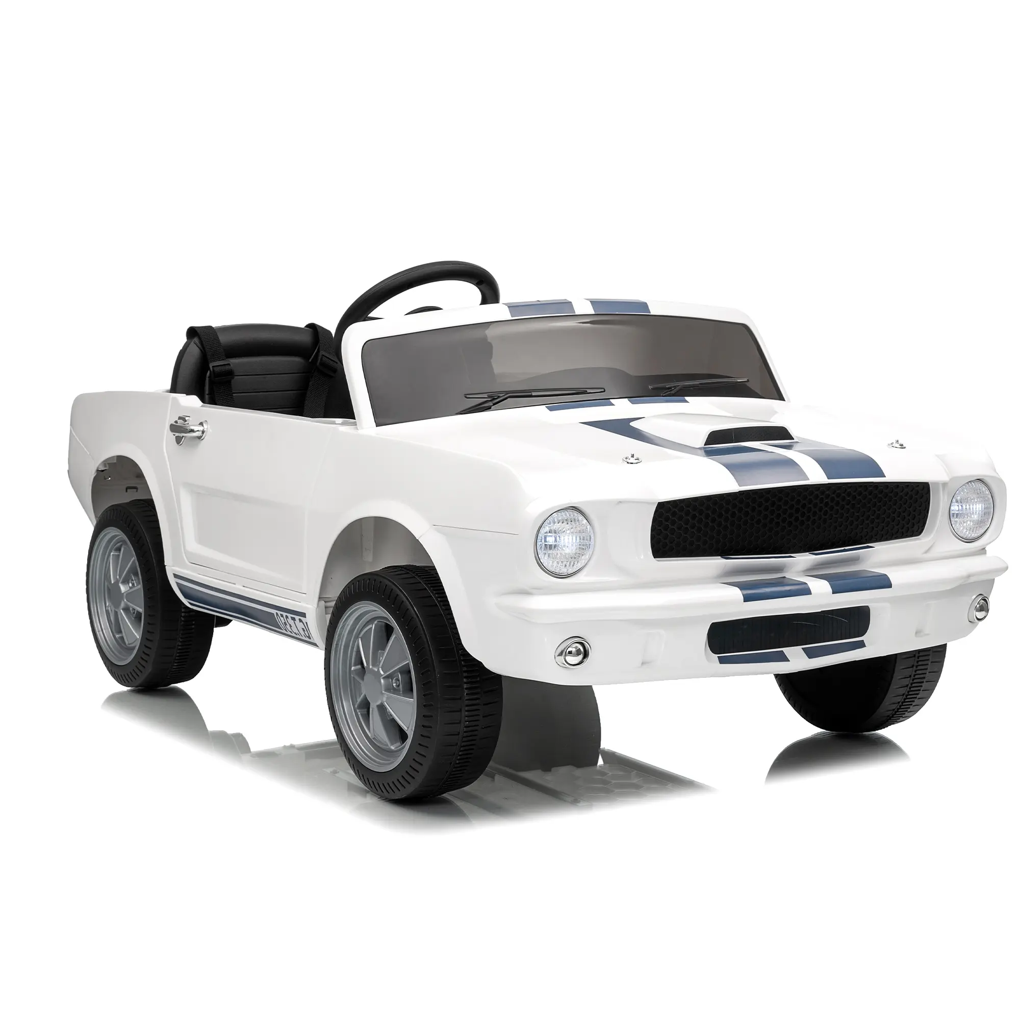 Garvee Licensed Shelby GT350 24V Kids Ride-On Electric Car - 2-Seat, 3-8 Age Group, Dual Safety Belts, Parent Remote, 2 Speeds, LED Lights, Music, Rechargeable Battery, Digital Display, Realistic Details, Backyard/Park Playtime Vehicle