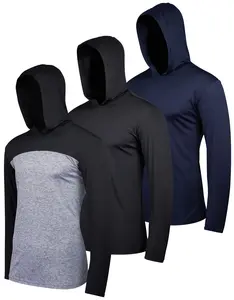 3 Pack: Men's Dry Fit Moisture Wicking Long Sleeve Active Athletic Hoodie Pullover Sweatshirt (Big & Tall)