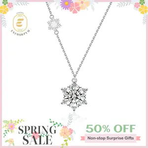 EOM Moissanite 1-2ct Ice Crystal Snowflake Pendant Necklace Wedding Engagement Anniversary Romantic Elegant Gift Daily Wear mothersdaygift
