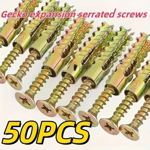 50-Piece Toothed Expansion Anchor Kit, Metal Wall Anchors, Anti-Slip Tightening Screws, Gecko Expansion Serrated Screws, Home Repair Tools, Hardware Accessories, Expansion Bolts