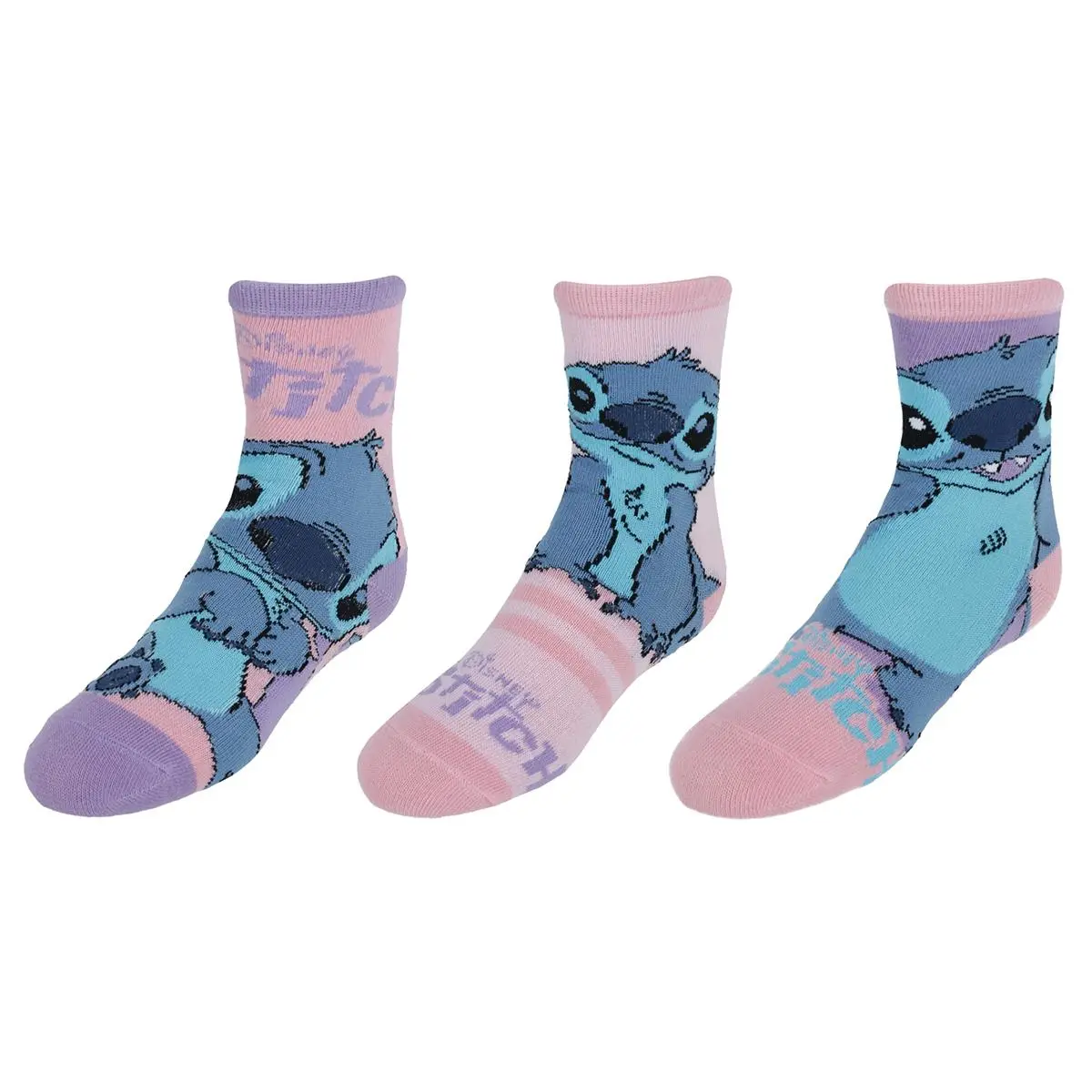 Textiel Trade Children's Disney Lilo & Stitch Cartoon Art Animal Socks - 3-Pair, Casual, Comfy Fit No-Show Kids' Socks, Ankle, Breathable