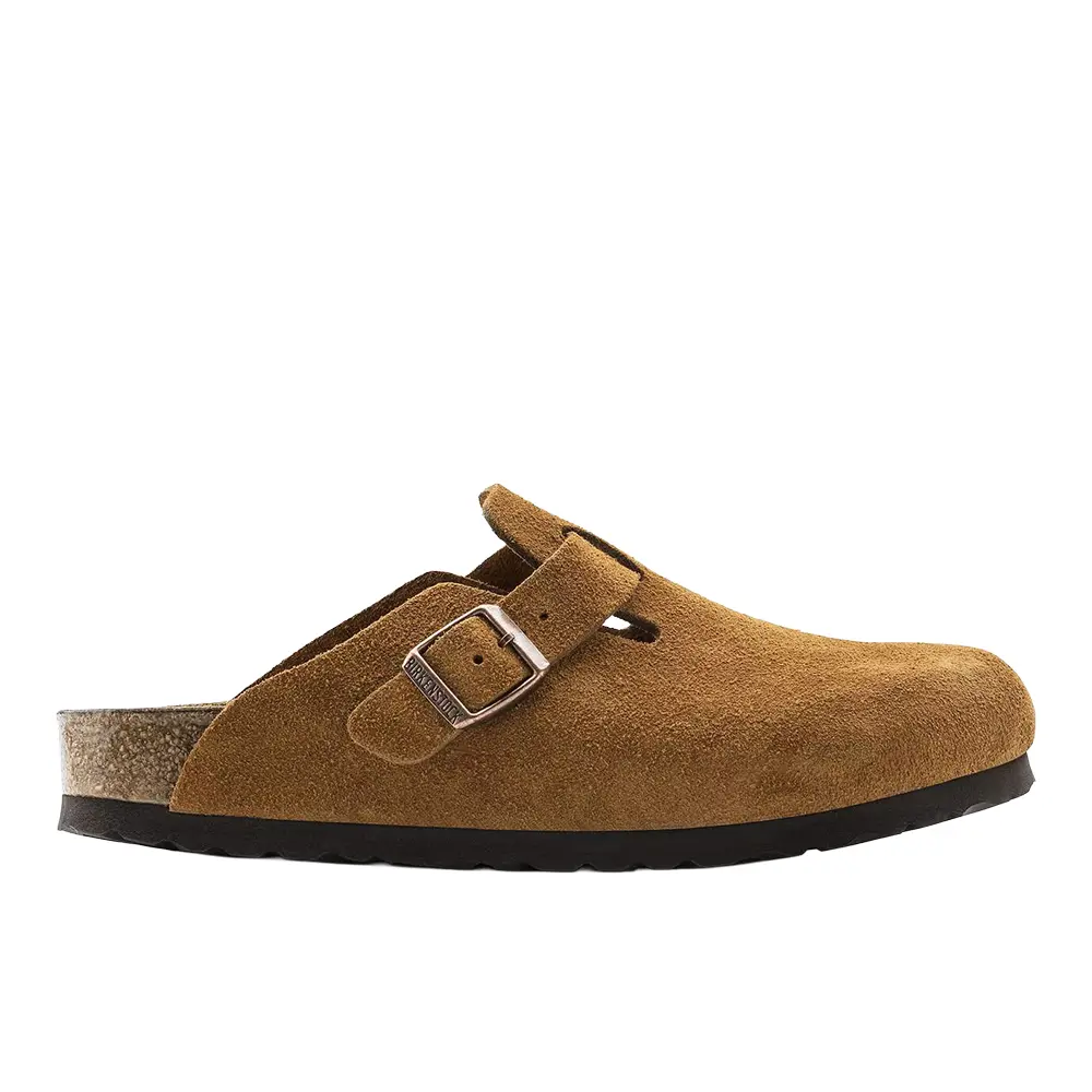 BIRKENSTOCK Womens Boston Soft Footbed Suede Leather Clogs Casual - Brown