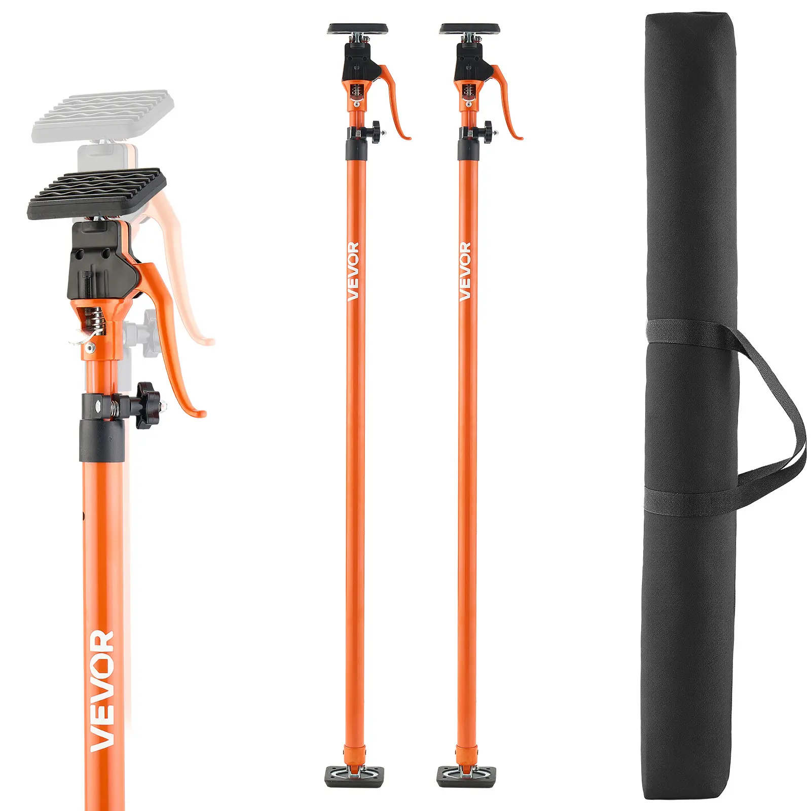 VEVOR Cabinet Jack Support Pole 2-Pack, 49.2-114.6 in Steel Telescopic Quick Support Rod Tool Upgrade, Adjustable 3rd Hand System, 198 lbs Capacity for Cabinet Installation, Drywall Lifting