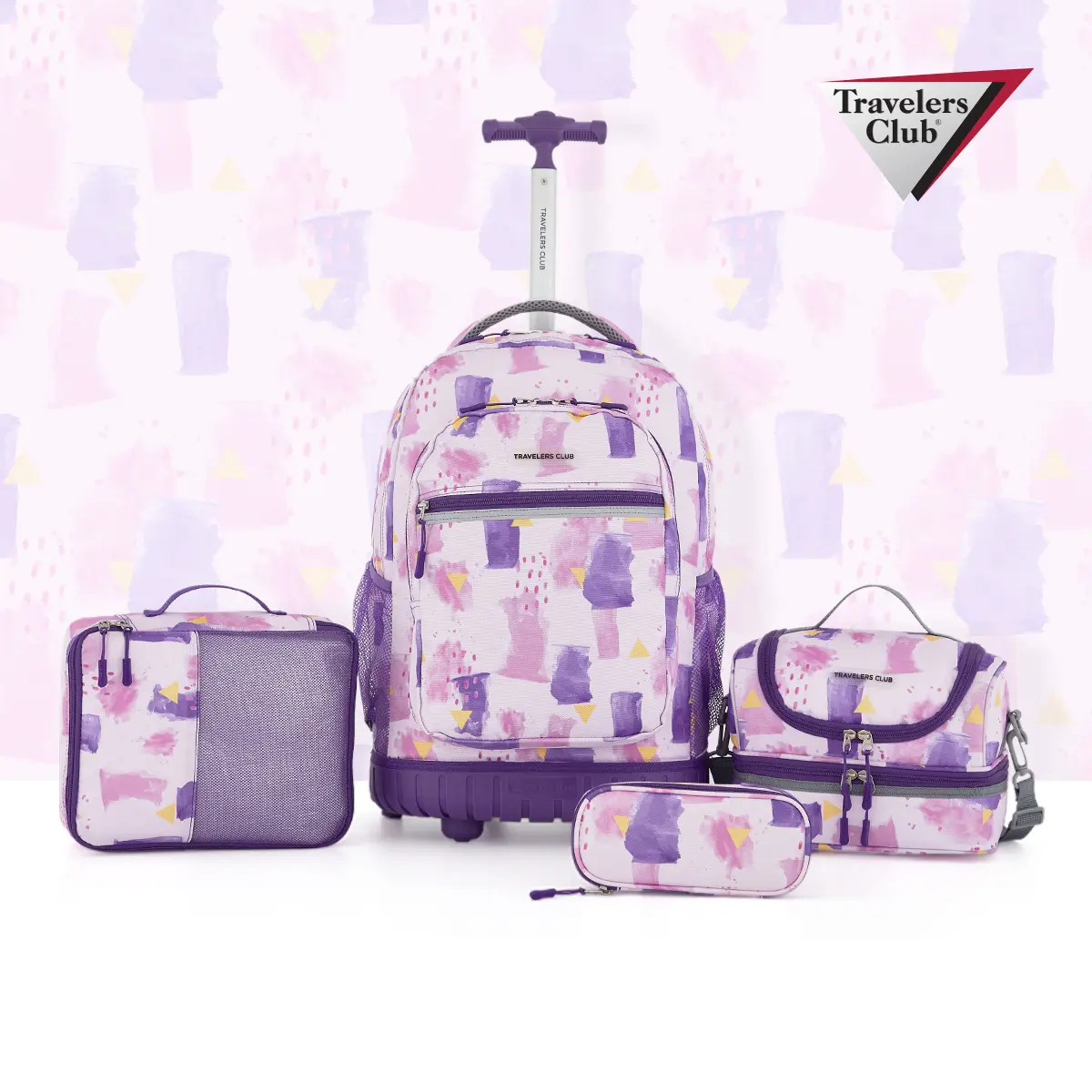 [Travelers Club] 4 Piece Rolling Backpack and Accessories Set