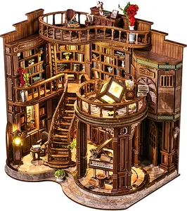 Spilay DIY Book Nook Kits for Adults,Dreamy Book Hall Book Nook Kit with LED Light,3D Wooden Puzzle DIY Miniature Dollhouse Kit,Creative Bookshelf Decor&Unique Gift for Teens&Book Lovers