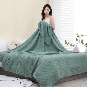 100% Cotton Blanket,Throw Blanket Cotton Blankets for Couch Breathable Gauze All Season, Breathable Lightweight Gauze BlanketSoft and Lightweight,Breathable,Water-absorbent bed Blanket,Machine washable